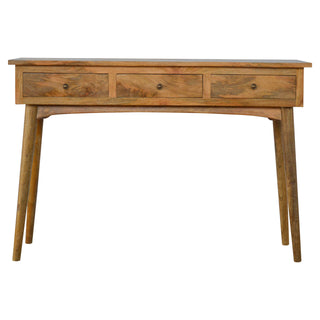 Nordic 3 Drawer Console Table, Mango Wood, Oak Finish