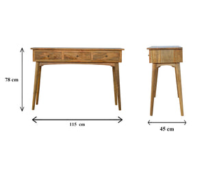 Nordic 3 Drawer Console Table, Mango Wood, Oak Finish