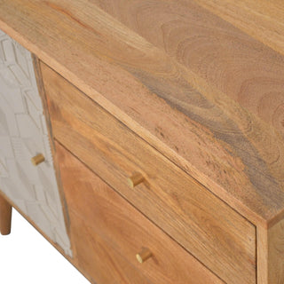 Mango Wood 3 Drawer 1 Cabinet Sideboard, Oak Finish