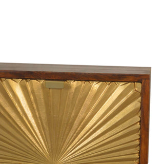 Brass Plated 2 Drawer Bedside Table, Mango Wood