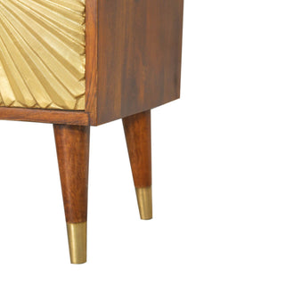 Brass Plated 2 Drawer Bedside Table, Mango Wood