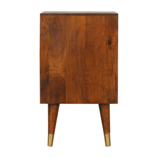 Brass Plated 2 Drawer Bedside Table, Mango Wood