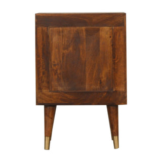 Brass Plated 2 Drawer Bedside Table, Mango Wood