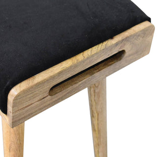 Velvet Tray Bench, Black Upholstery