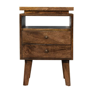 Classic Grey Platform Bedside Table, 2 Drawers