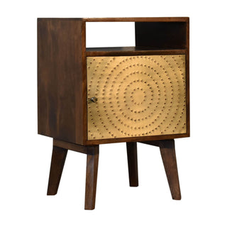 Bedside Table with Shelf & Brass-Plated Cabinet