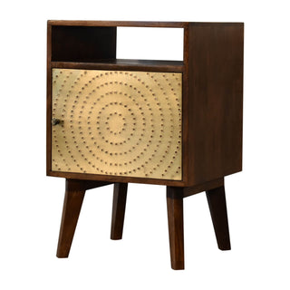 Bedside Table with Shelf & Brass-Plated Cabinet