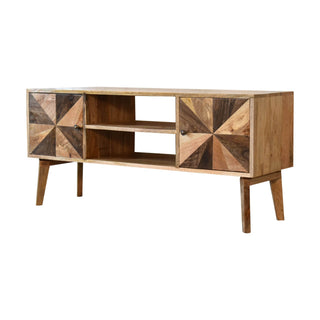 2 Cabinet, 2 Shelves Nordic TV Stand, Mango Wood