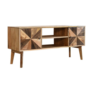 2 Cabinet, 2 Shelves Nordic TV Stand, Mango Wood