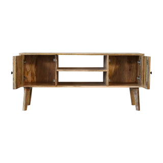 2 Cabinet, 2 Shelves Nordic TV Stand, Mango Wood