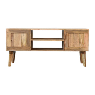 2 Cabinet, 2 Shelves Nordic TV Stand, Mango Wood