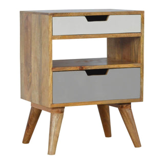 Cut-Out Design Gradient Grey Bedside Table