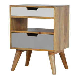 Cut-Out Design Gradient Grey Bedside Table