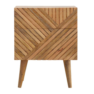 Nordic Bedside Table, Solid Mango Wood, 2 Drawers