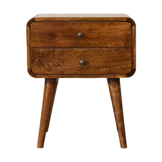 Mango Wood Bedside Table with 2 Drawers