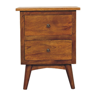 2 Drawers Nordic Bedside Table, Mango Wood