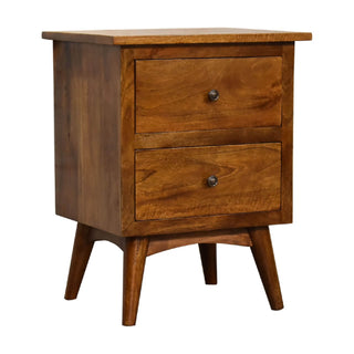 2 Drawers Nordic Bedside Table, Mango Wood