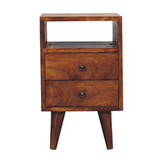 Narrow Classic Bedside Table, 2 Drawers, Chestnut