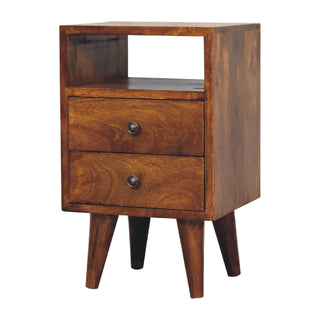 Narrow Classic Bedside Table, 2 Drawers, Chestnut