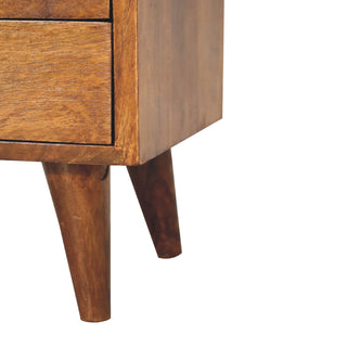 Narrow Classic Bedside Table, 2 Drawers, Chestnut