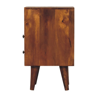 Narrow Classic Bedside Table, 2 Drawers, Chestnut