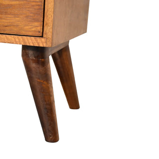 Mango Wood Bedside Table, Chestnut Finish, 4 Drawers