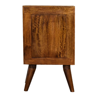 Mango Wood Bedside Table, Chestnut Finish, 4 Drawers