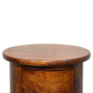 2 Drawer Drum Bedside Table, Mango Wood