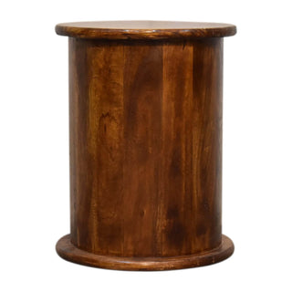 2 Drawer Drum Bedside Table, Mango Wood