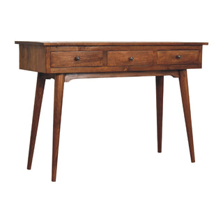 3 Drawer Console Table, Mango Wood in Chestnut Finish