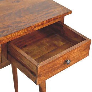 3 Drawer Console Table, Mango Wood in Chestnut Finish