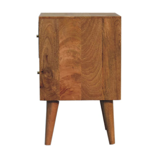 Cubana 2 Drawer Mango Wood Bedside Table, Cube Carved Design