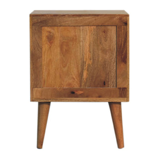 Cubana 2 Drawer Mango Wood Bedside Table, Cube Carved Design