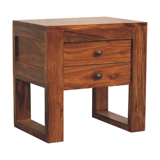 Sheesham Bedside Table with 2 Drawers