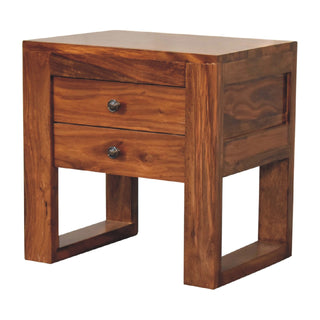 Sheesham Bedside Table with 2 Drawers