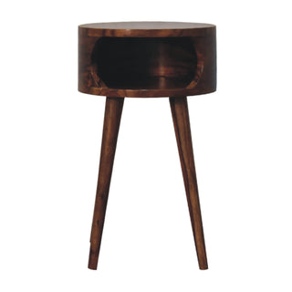 Round Bedside Table in Honey Finish