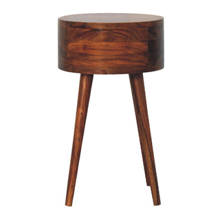 Round Bedside Table in Honey Finish