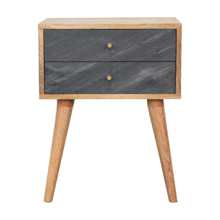 Mango Wood and Grey Stone Bedside Table