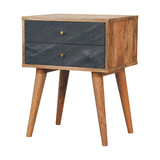 Mango Wood and Grey Stone Bedside Table