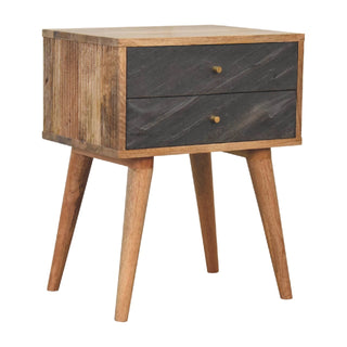 Mango Wood and Grey Stone Bedside Table