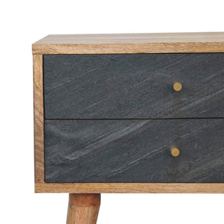 Mango Wood and Grey Stone Bedside Table