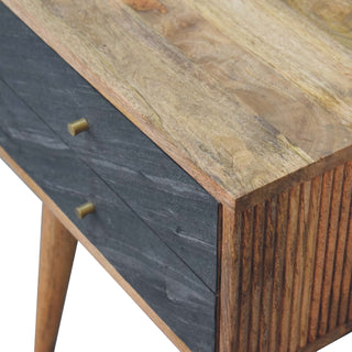 Mango Wood and Grey Stone Bedside Table