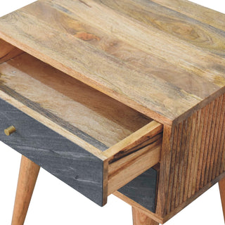 Mango Wood and Grey Stone Bedside Table