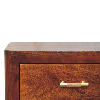 Mango Wood 3-Drawer Bedside Table with T-Bar Handles