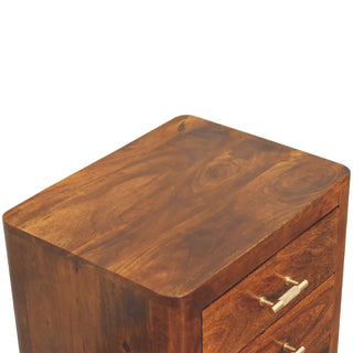 Mango Wood 3-Drawer Bedside Table with T-Bar Handles