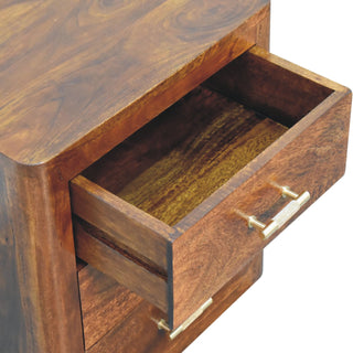 Mango Wood 3-Drawer Bedside Table with T-Bar Handles