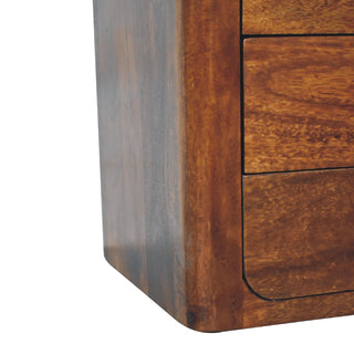 Mango Wood 3-Drawer Bedside Table with T-Bar Handles