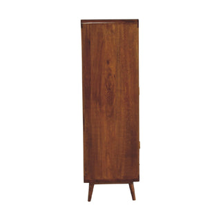 Mango Wood Double Wardrobe with 1 Drawer, Chestnut Finish