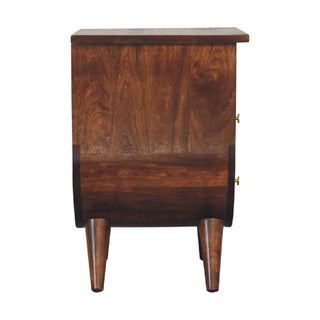 Mango Wood Bedside Table with 2 Drawers, 1 Shelf