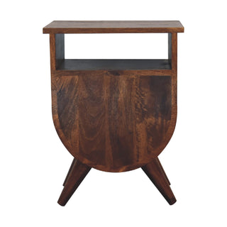 Mango Wood Bedside Table with 2 Drawers, 1 Shelf